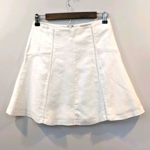 Loft White Cotton & Linen Mini Skirt Size 0 Petite